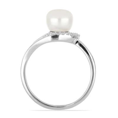 BUY NATURAL WHITE FRESHWATER PEARL GEMSTONE  STYLISH RING IN STERLING SILVER